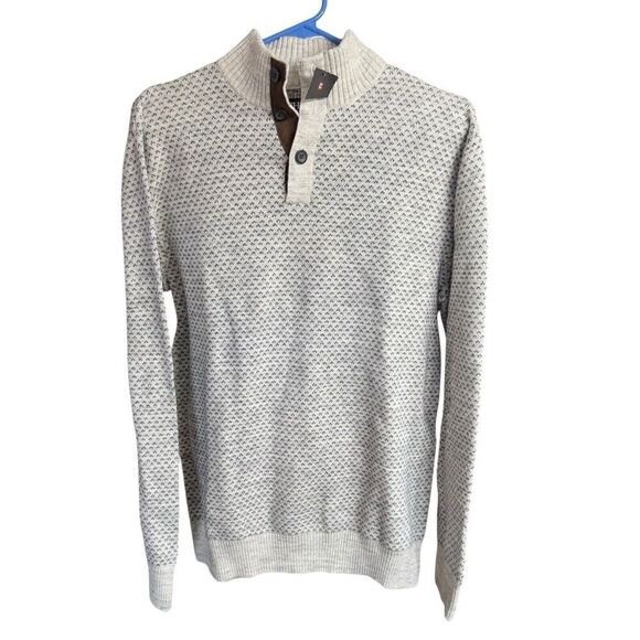 Chaps Loose fit Men's M sweater pullover Birdseye Print 100% Cotton NWT Preppy - Picture 1 of 11